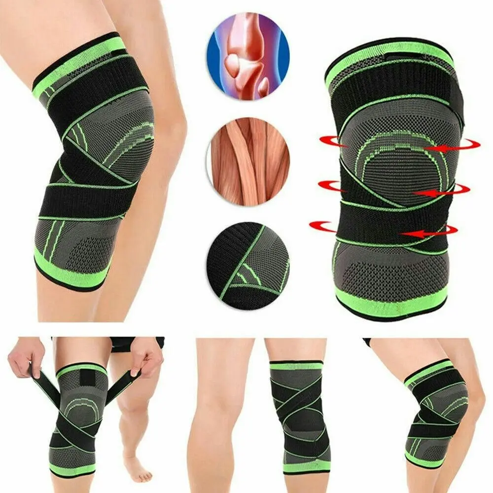 3D Weaving Knee Brace Breathable Sleeve Support Running Jogging Joint Pain Leg Black