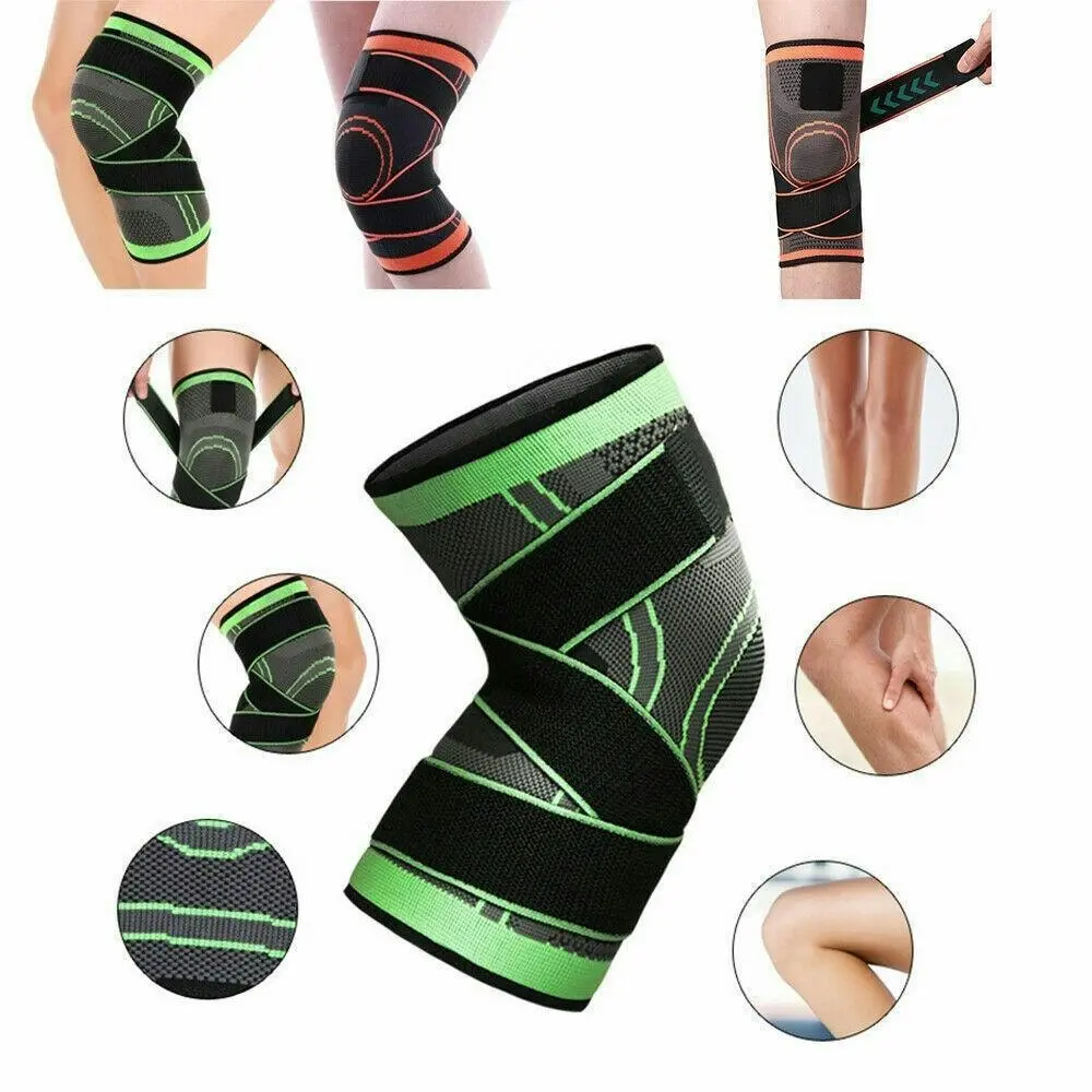 3D Weaving Knee Brace Breathable Sleeve Support Running Jogging Joint Pain Leg Black