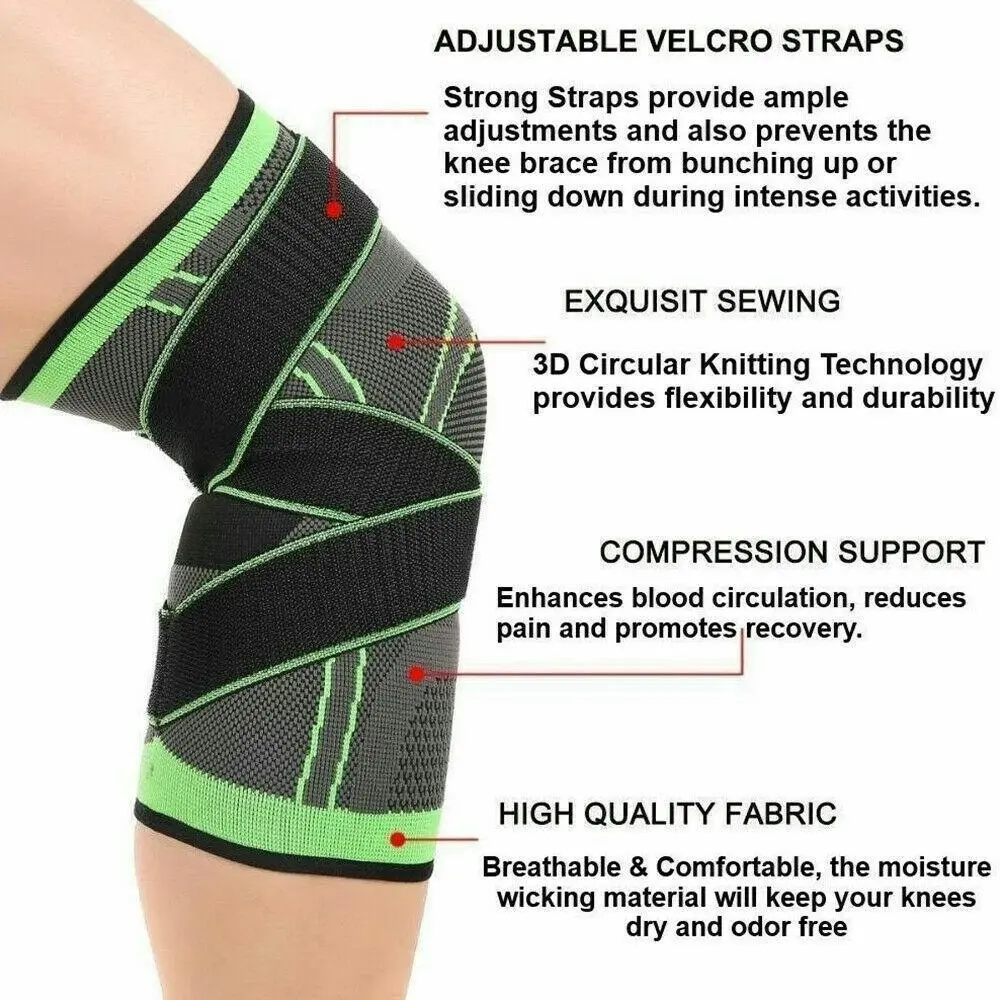 3D Weaving Knee Brace Breathable Sleeve Support Running Jogging Joint Pain Leg Orange