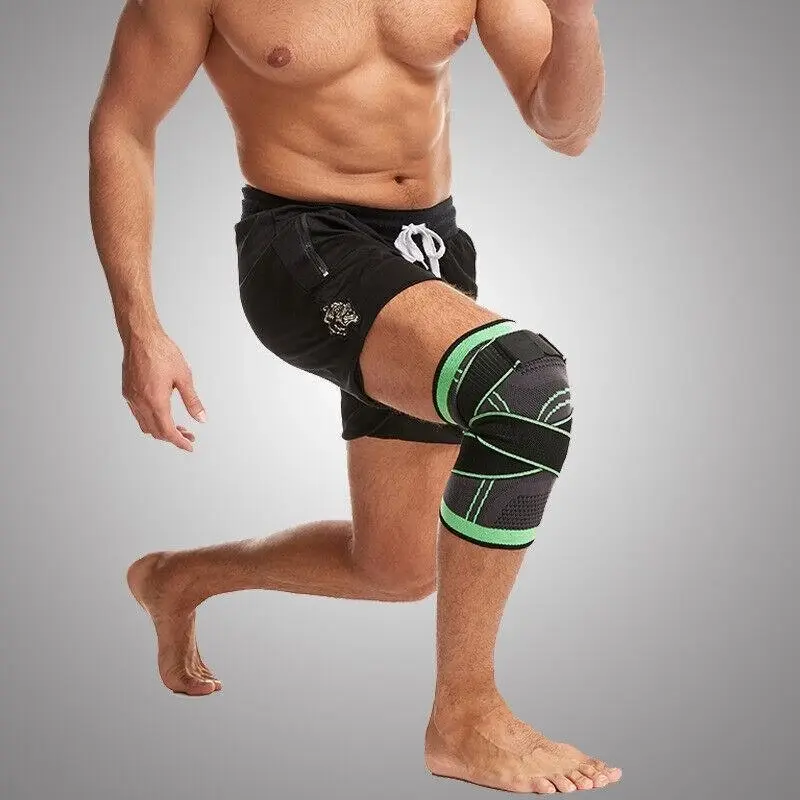 3D Weaving Knee Brace Breathable Sleeve Support Running Jogging Joint Pain Leg Green