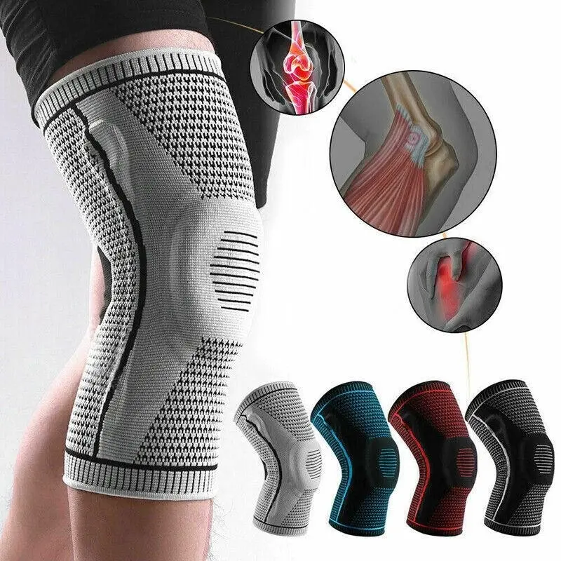 Red Knee Brace Knee Compression Sleeve Professional Sports Silicone Knee Support