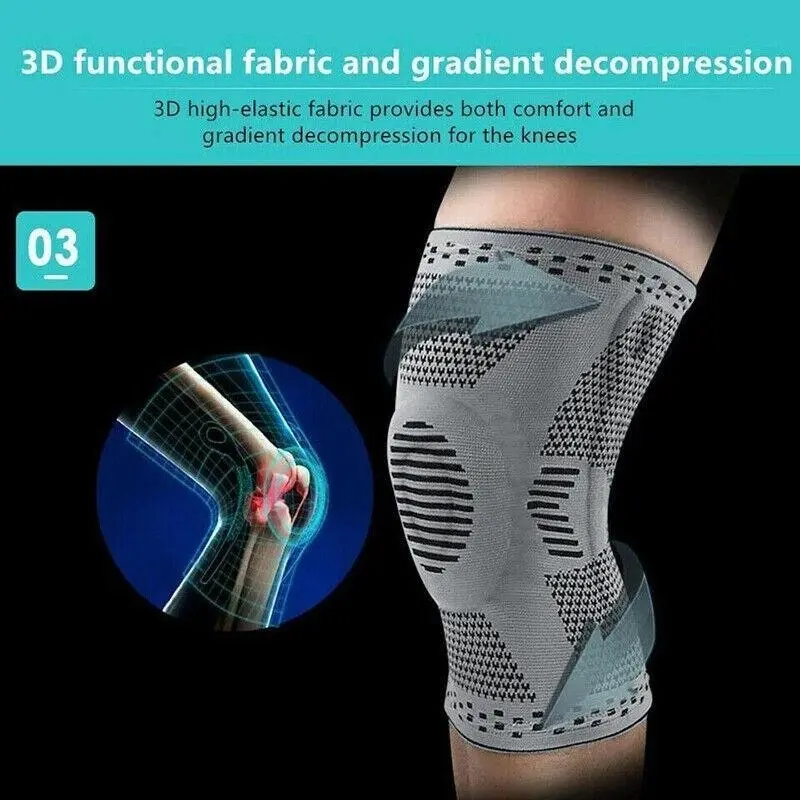 Red Knee Brace Knee Compression Sleeve Professional Sports Silicone Knee Support