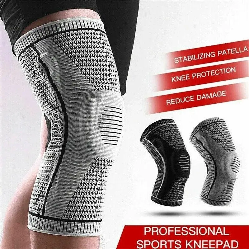 Red Knee Brace Knee Compression Sleeve Professional Sports Silicone Knee Support