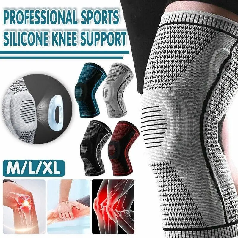 Blue Knee Brace Knee Compression Sleeve Professional Sports Silicone Knee Support