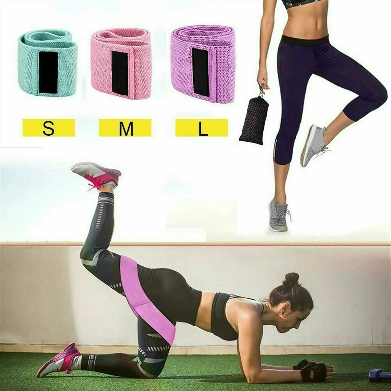 M 8*64CM Resistance Booty Bands Hip Circle Loop Bands Set Gym Home Exercise Women