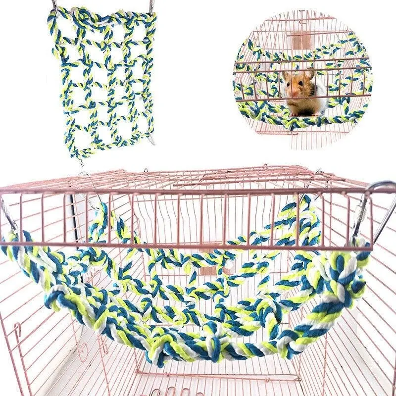 Pet Bird Parrot Hanging Hammock Ladder Toy Swing Hamster Rope Cage Perch Net Au