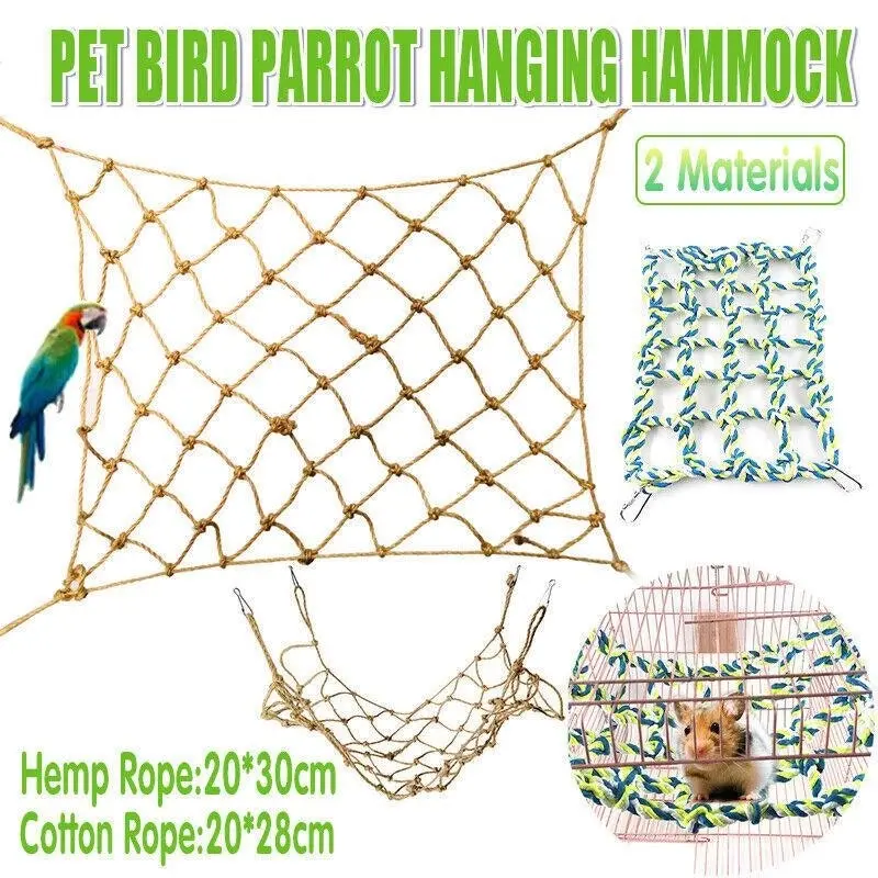 Pet Bird Parrot Hanging Hammock Ladder Toy Swing Hamster Rope Cage Perch Net Au