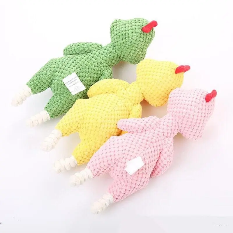 Squeaky Dog Toys Puppy Pet Chew Rope Squeaker Crinkle Rope Plush Toy Teething Au