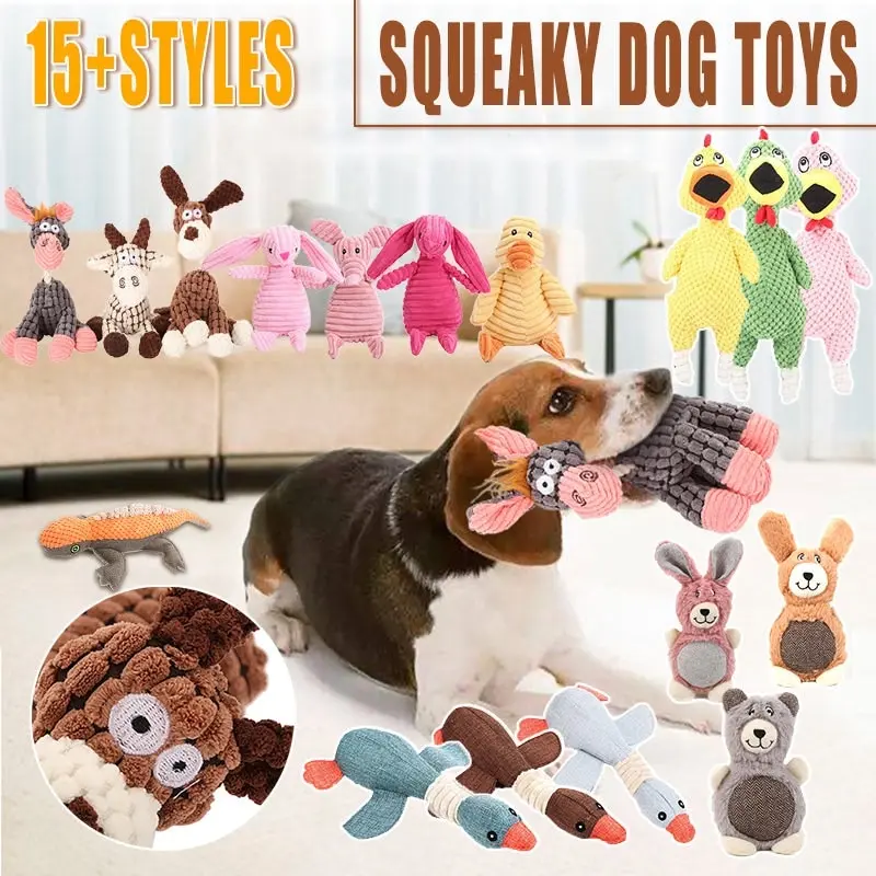 Squeaky Dog Toys Puppy Pet Chew Rope Squeaker Crinkle Rope Plush Toy Teething Au