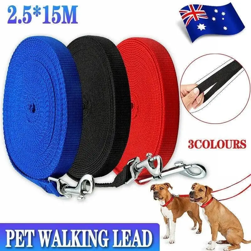 50Ft/15M Long Dog Lead Pet Puppy Leash Training Obedience Recall Walk Tracking