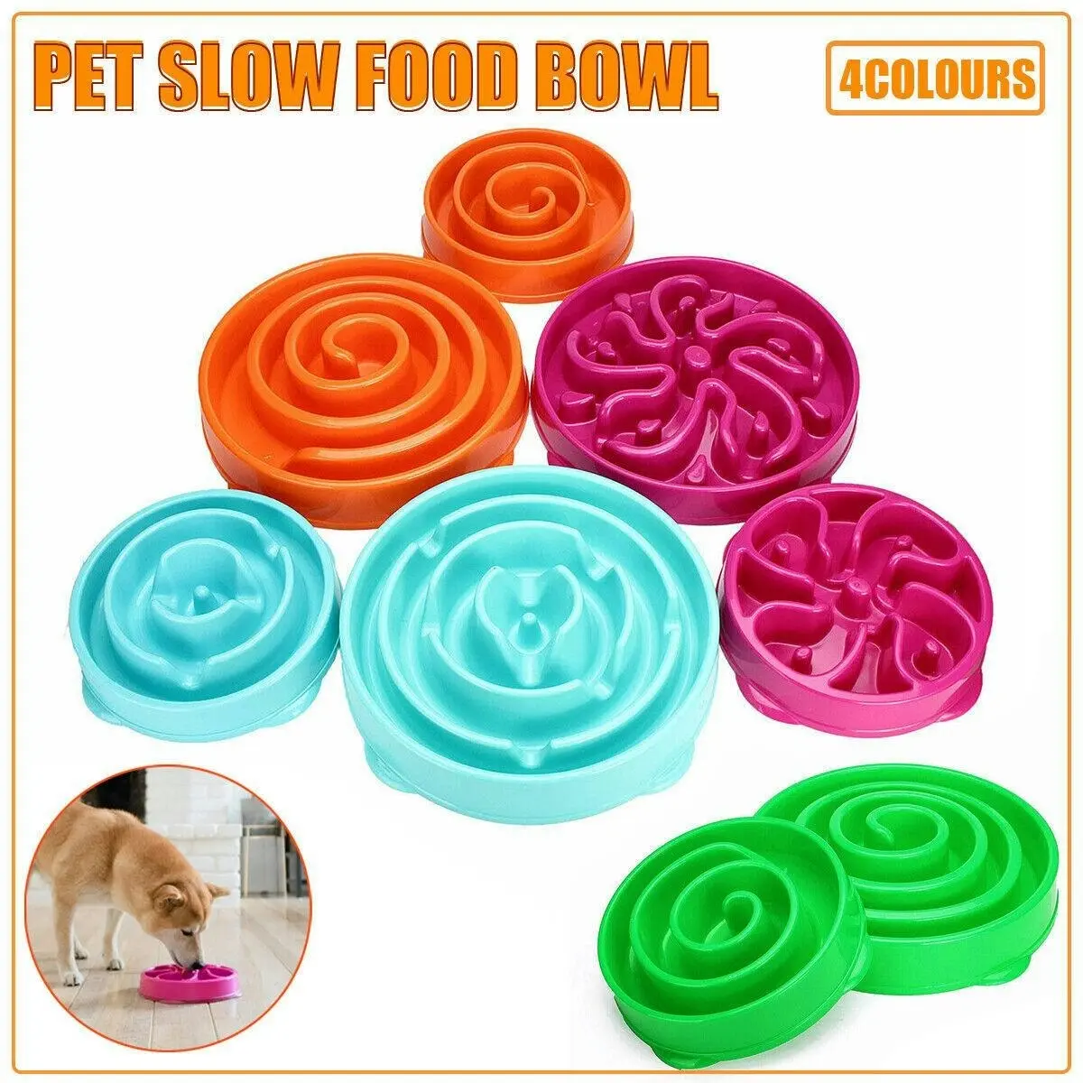 New Cat Dog Slow Down Eating Feeder Dish Pet Large / Small Feeding Food Bowl  Au