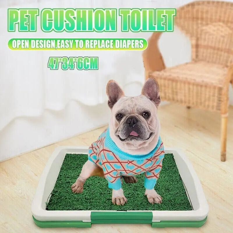 Indoor Dog Pet Potty Training Portable Toilet Loo Pad Tray Grass Mat