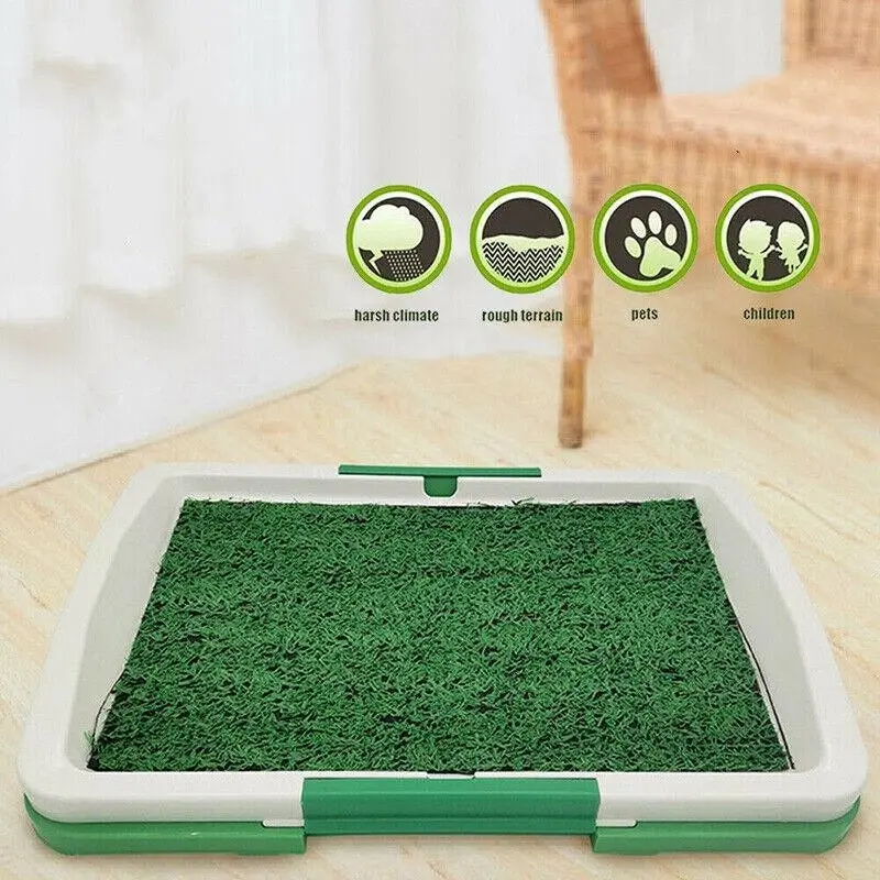 Indoor Dog Pet Potty Training Portable Toilet Loo Pad Tray Grass Mat