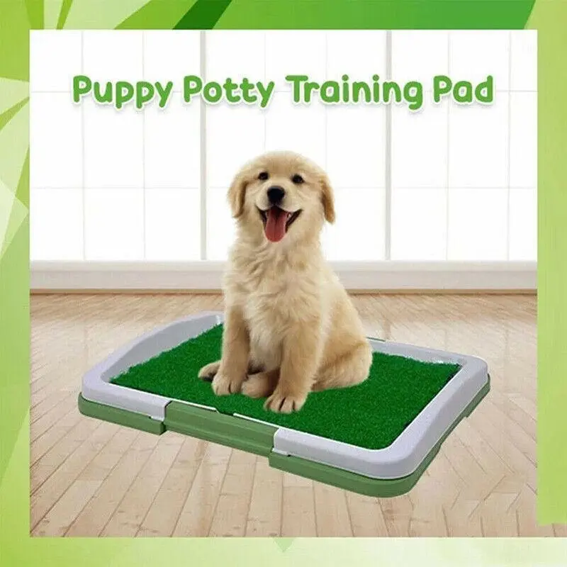 Indoor Dog Pet Potty Training Portable Toilet Loo Pad Tray Grass Mat