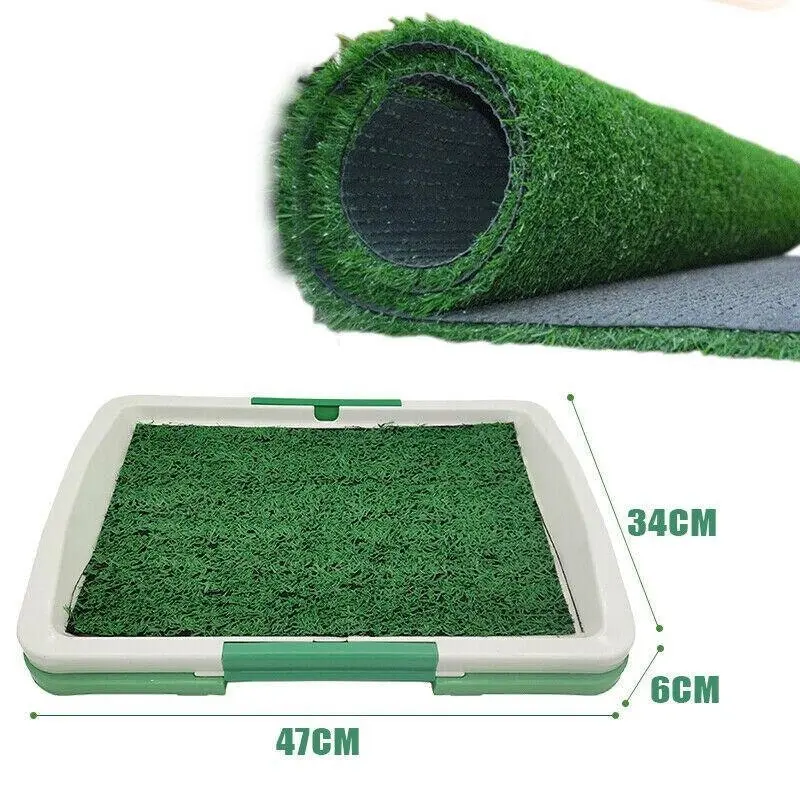 Indoor Dog Pet Potty Training Portable Toilet Loo Pad Tray Grass Mat