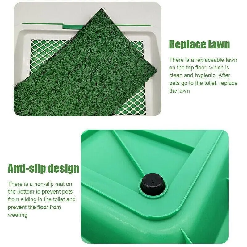 Indoor Dog Pet Potty Training Portable Toilet Loo Pad Tray Grass Mat