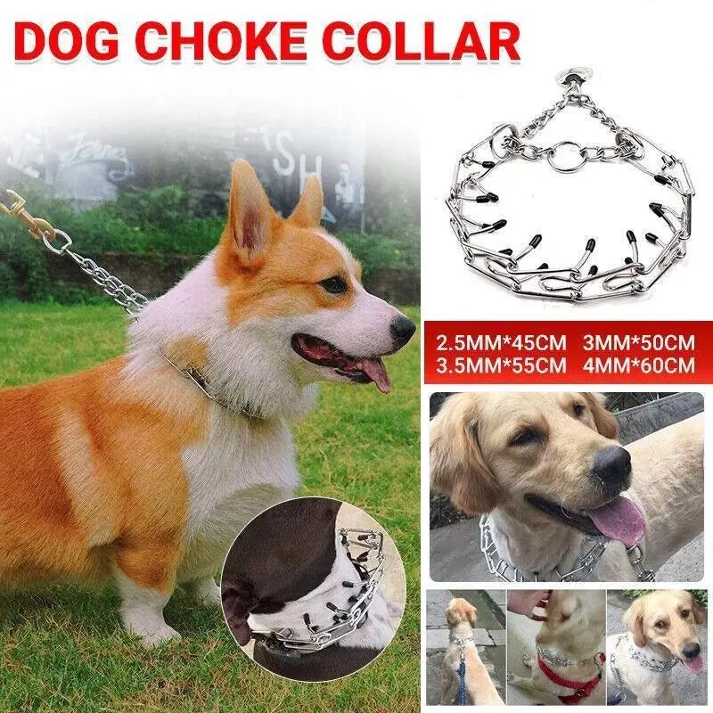 S-Xl Collar Choke Steel Metal Chain Dog Training Adjustable Necklace Sliver