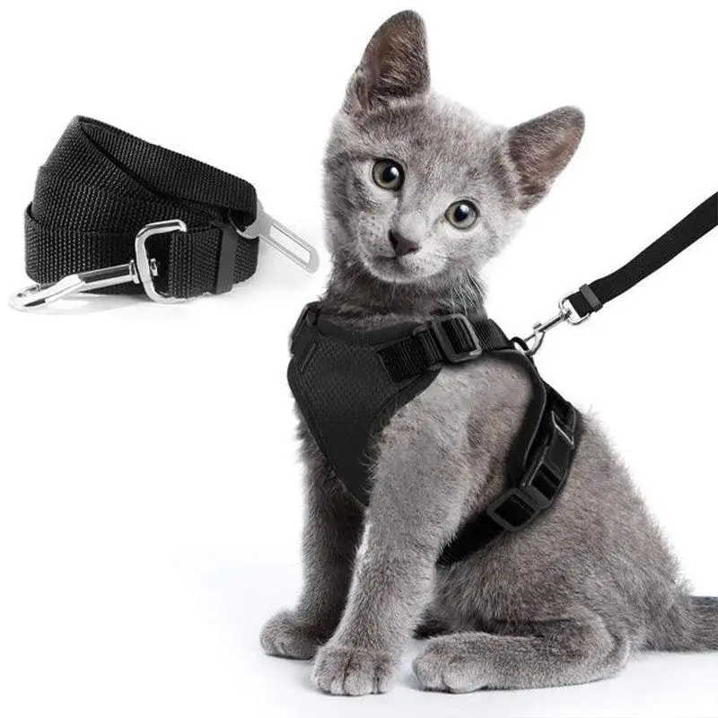 Cat Dog Harness & Leash Walking Escape Proof Adjustable Reflective Vest Harness