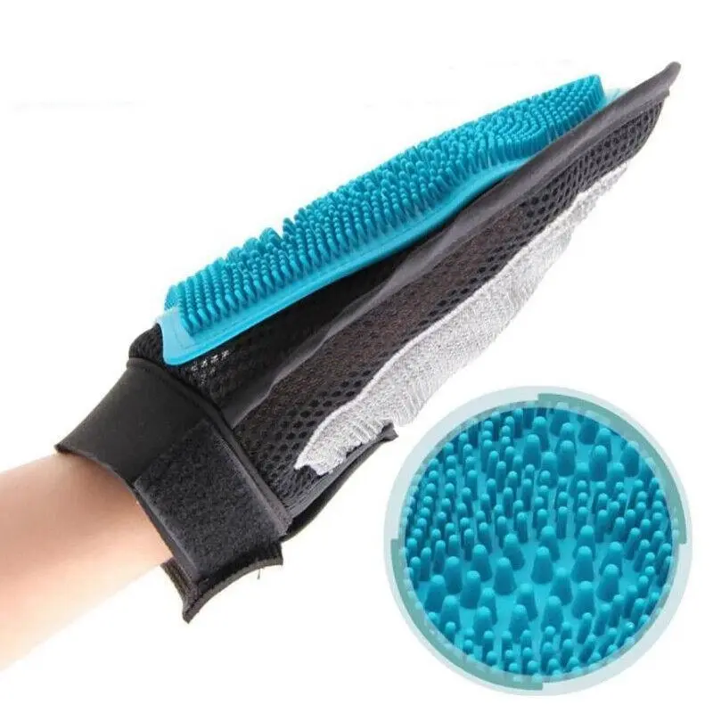 Pet Grooming Glove Luxury Dog Fur Cat Hair Remover 2-In-1 Deshedding Mitt