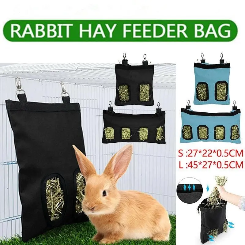 Rabbit Hay Feeder Bag Pet Rat Food Hanging Storage Slow Eating Feeding Pouch S/L