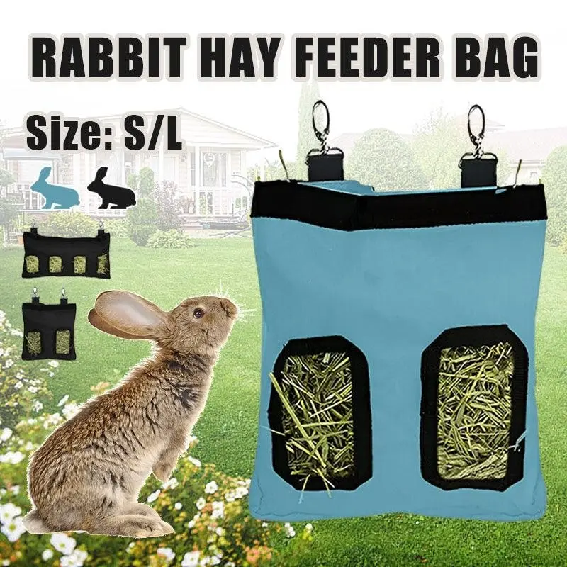 Rabbit Hay Feeder Bag Pet Rat Food Hanging Storage Slow Eating Feeding Pouch S/L