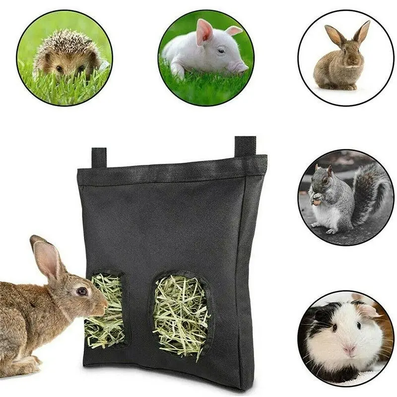 Rabbit Hay Feeder Bag Pet Rat Food Hanging Storage Slow Eating Feeding Pouch S/L