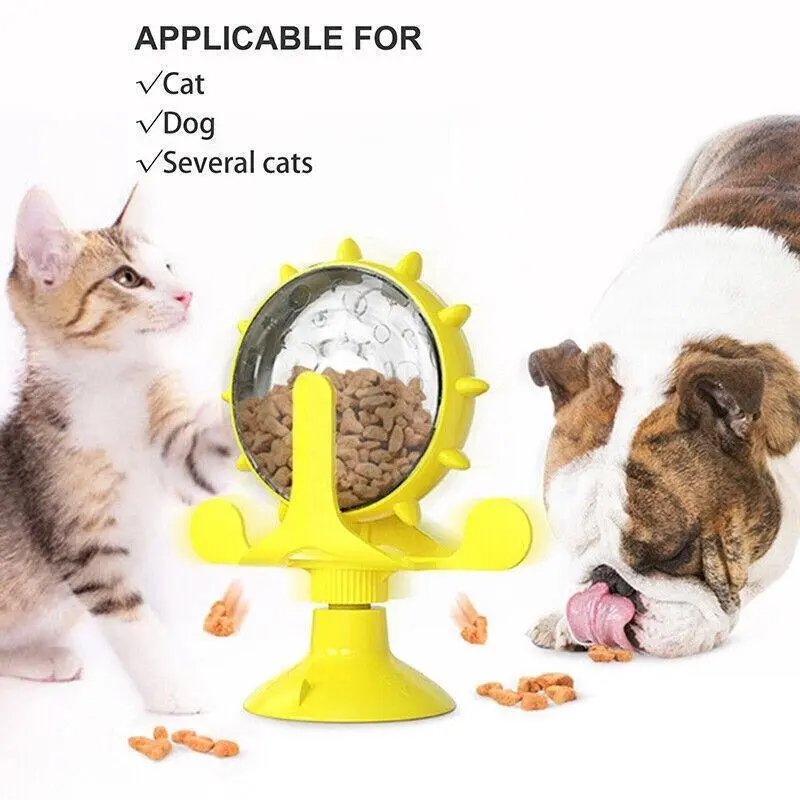 Windmill Pet Cat Treat Food Dispenser Toys Slow Feeder Puzzle Interactive 2Pcs