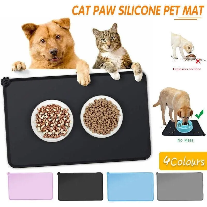 Qttie Silicone Feeding Food Mat For Dog Cat Placemat Pet Dish Bowl Easy Clean Au