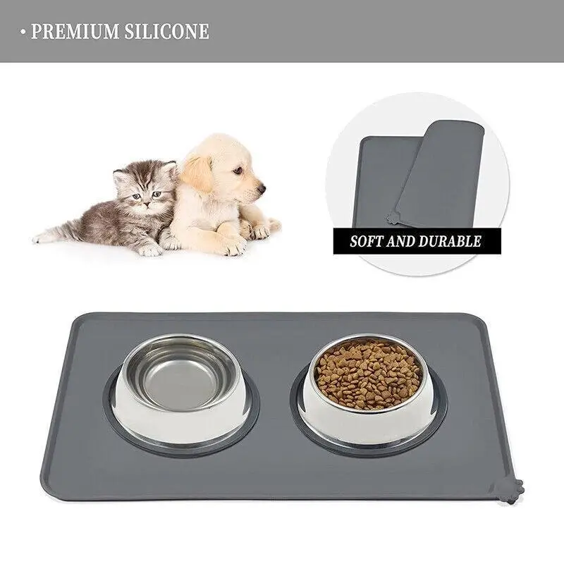 Qttie Silicone Feeding Food Mat For Dog Cat Placemat Pet Dish Bowl Easy Clean Au