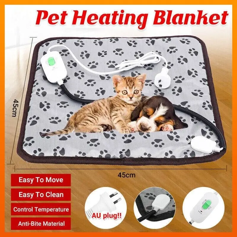 Waterproof Pet Electric Heat Heated Heater Pad Mat Heating Blanket Dog Cat Au