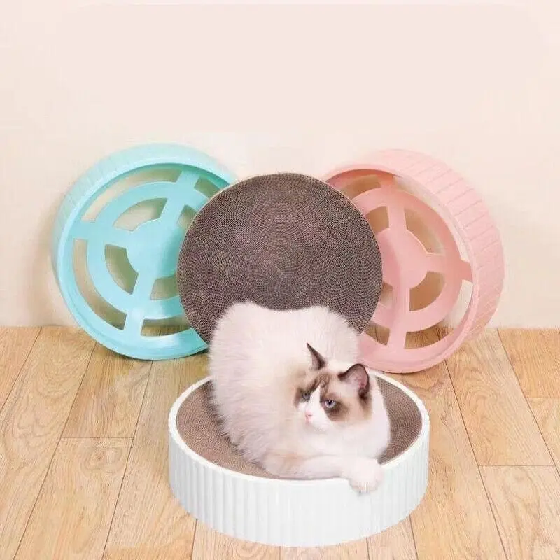 2In1 Cat Scratching Board Round Cat Scratcher Pad Lounge Bed Bowl Pet Sofa House