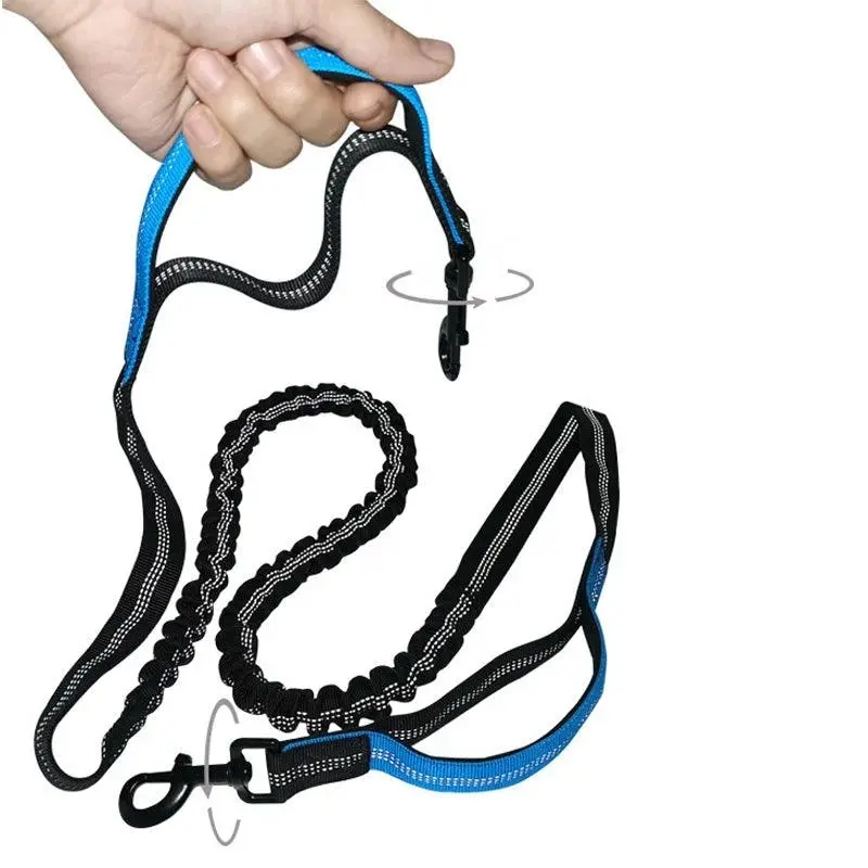 Adjustable Hands Free Dog Leash Lead + Waist Bag Belt Jogging Walking Running