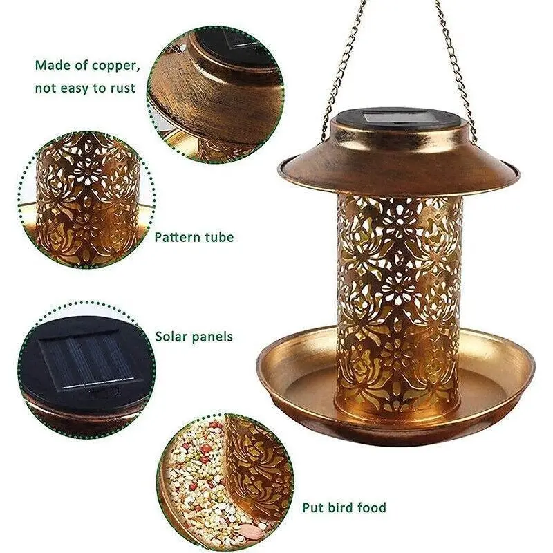 Solar Powered Bird Feeder Light Hanging Outdoor Solar Lamp Solar Garden Light