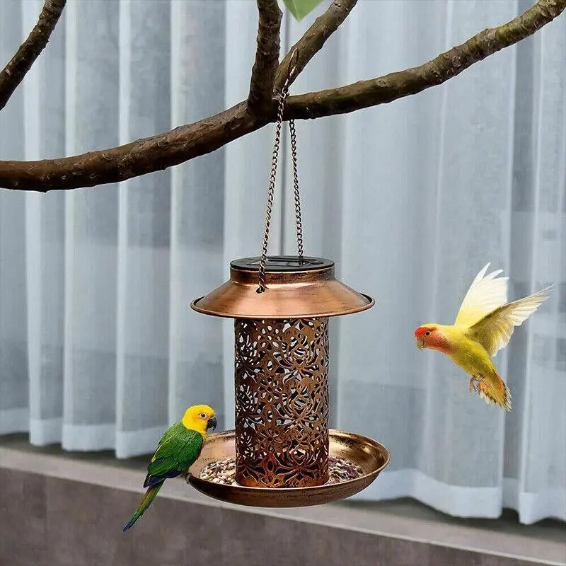 Solar Powered Bird Feeder Light Hanging Outdoor Solar Lamp Solar Garden Light