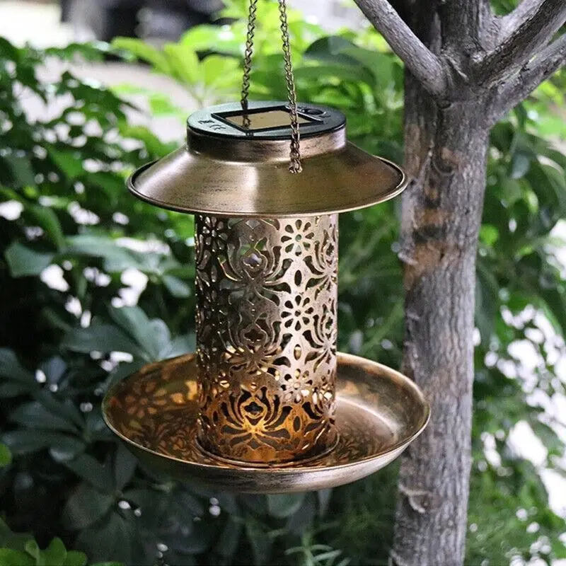 Solar Powered Bird Feeder Light Hanging Outdoor Solar Lamp Solar Garden Light