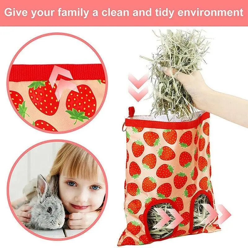 Hay Bag Guinea Pig Rabbit Feeding Bag Animal Hay Feeder Bag Hanging Feeder