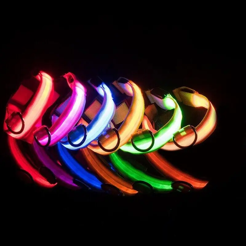 S Size Usb Rechargeable Led Dog Collar Nylon Glow Flashing Light Up Pet Safety Collars