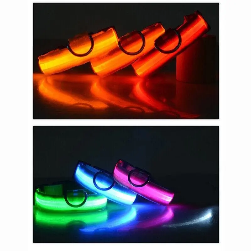 S Size Usb Rechargeable Led Dog Collar Nylon Glow Flashing Light Up Pet Safety Collars