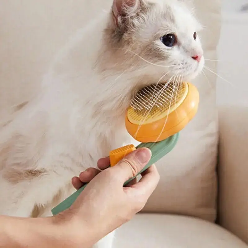 Self Cleaning Slicker Comb For Dog Cat Rabbit Puppy Grooming Pumpkin Brush Tool