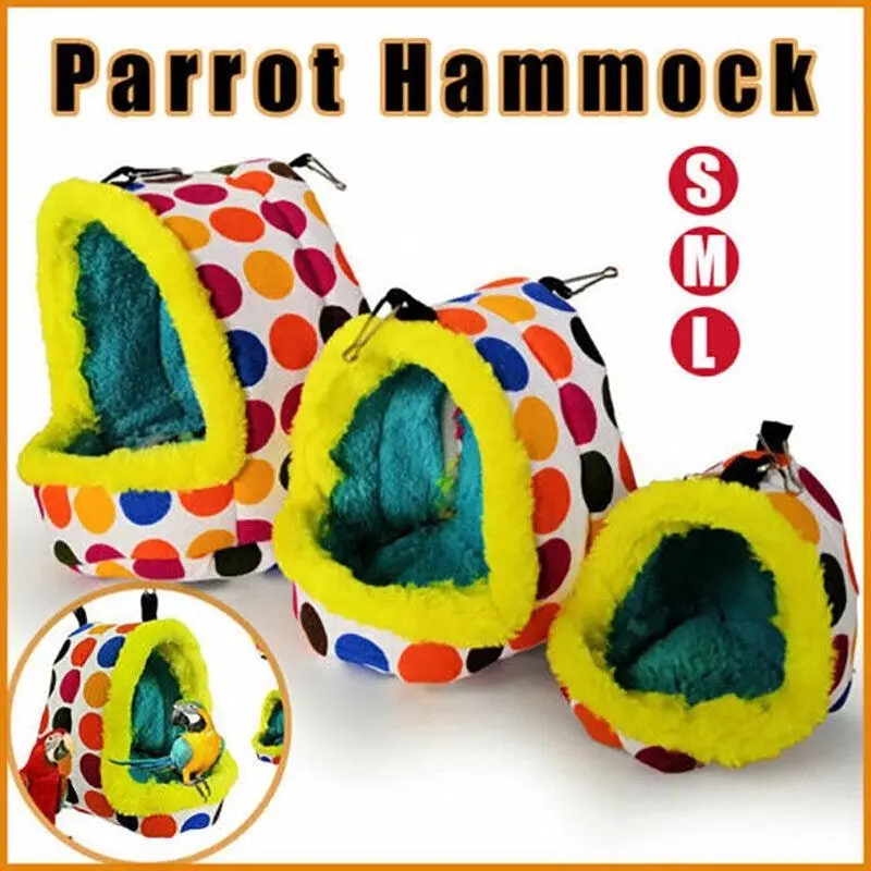 Bird Parrot Hammock Pet Sleep Cotton Nest Hang Cave Cage Plush Hut Tent Bed Warm