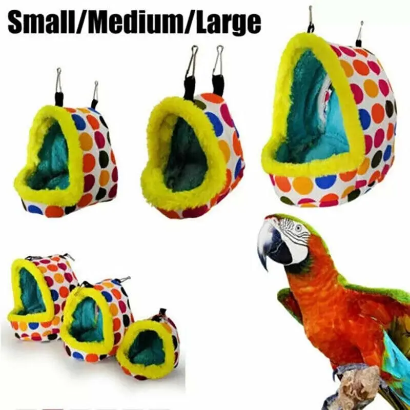 Bird Parrot Hammock Pet Sleep Cotton Nest Hang Cave Cage Plush Hut Tent Bed Warm