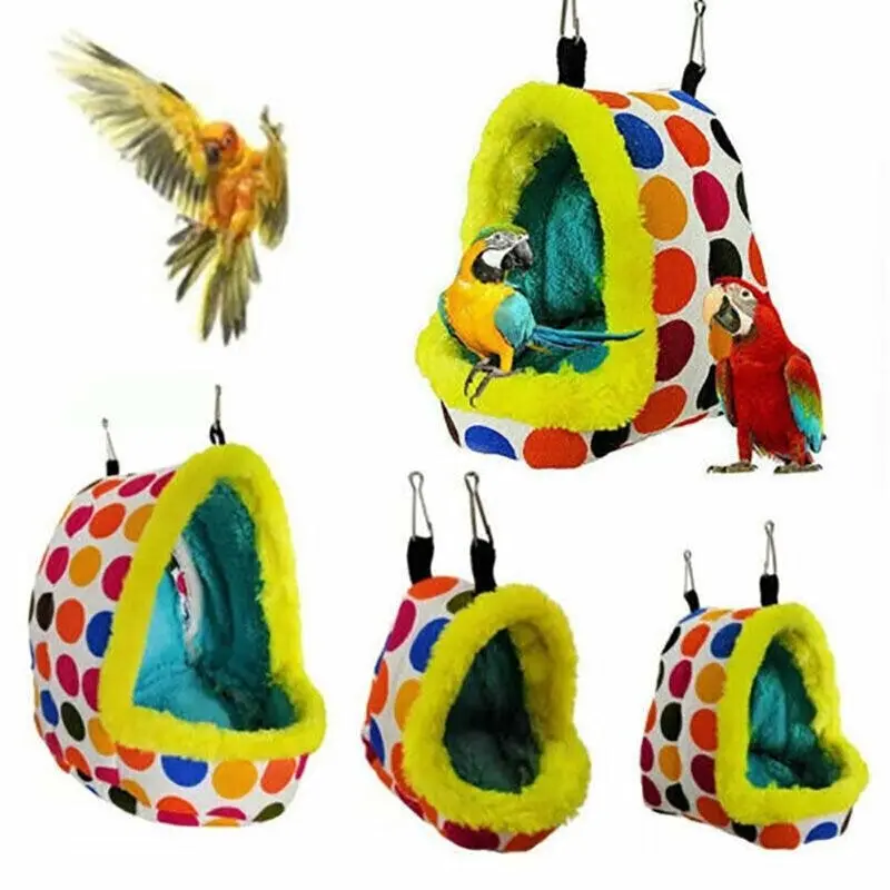 Bird Parrot Hammock Pet Sleep Cotton Nest Hang Cave Cage Plush Hut Tent Bed Warm