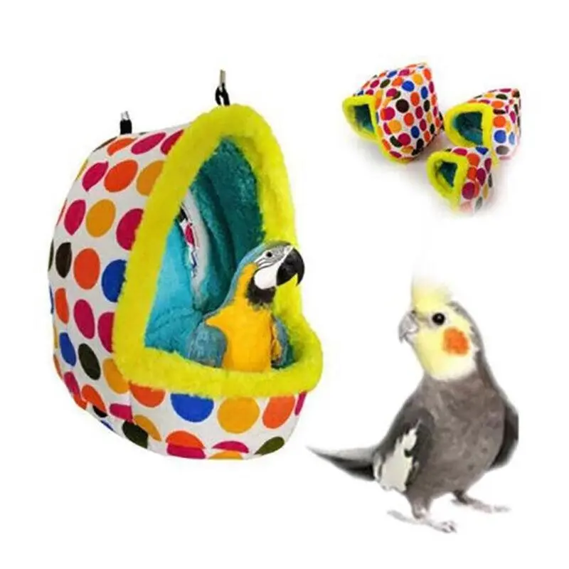 Bird Parrot Hammock Pet Sleep Cotton Nest Hang Cave Cage Plush Hut Tent Bed Warm