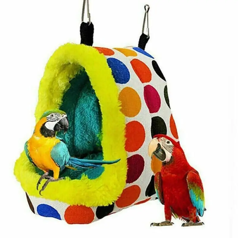 Bird Parrot Hammock Pet Sleep Cotton Nest Hang Cave Cage Plush Hut Tent Bed Warm