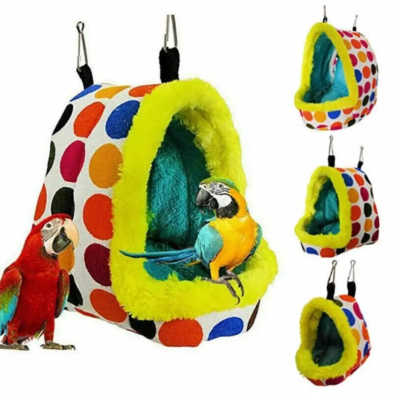 Bird Parrot Hammock Pet Sleep Cotton Nest Hang Cave Cage Plush Hut Tent Bed Warm