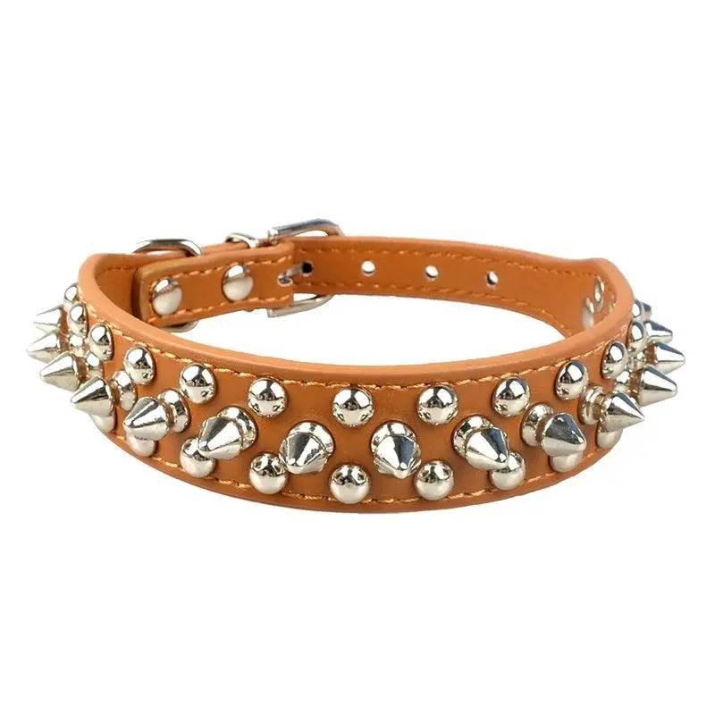 Dog Collar Leather Studded Black Brown Large Size Breeds Pet Melbourne