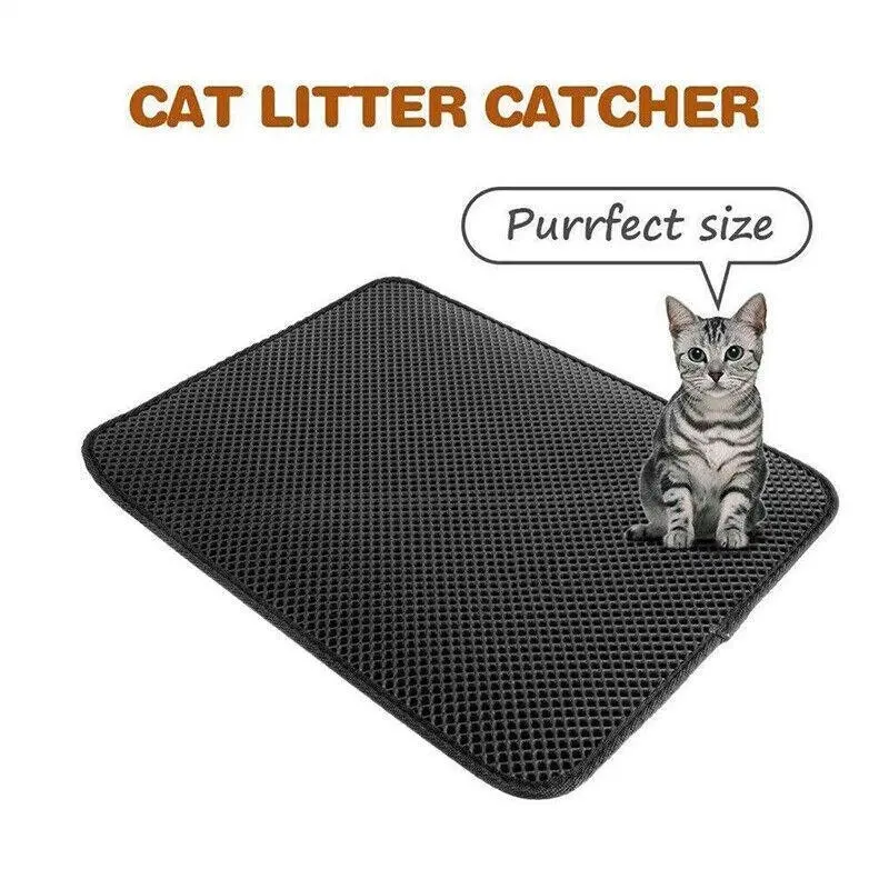 Double-Layer Cat Litter Mat Waterproof Trapper Foldable Pad Pet Rug Home Urineau