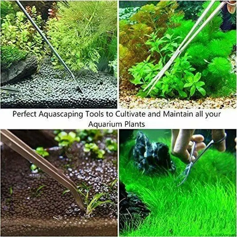 Aquarium Tool Kit Stainless Steel Aquatic Plant Tweezers Scissors Spatula Set Au