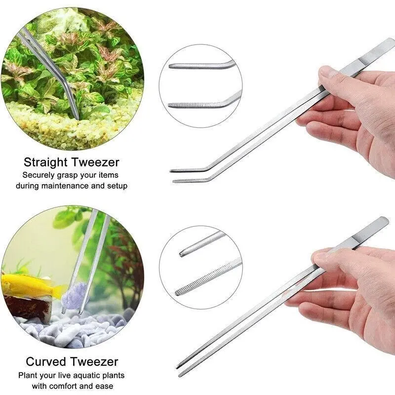 Aquarium Tool Kit Stainless Steel Aquatic Plant Tweezers Scissors Spatula Set Au