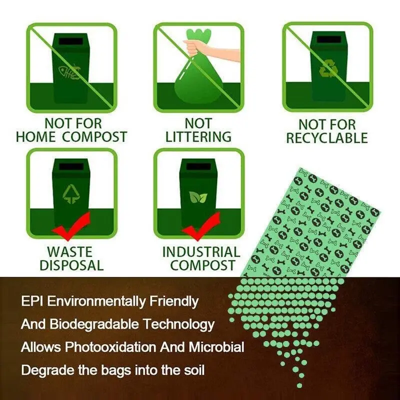 Biodegradable & Compostable Dog Poo Bags Pet Poop Bag Garbage Disposable Clean